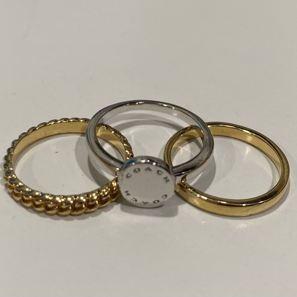 Stackable Coach Ring Set Gold Silver - Picture 3 of 3